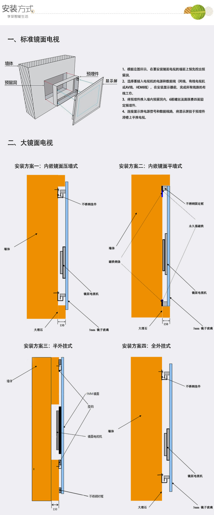 客厅镜面电视安装方式7